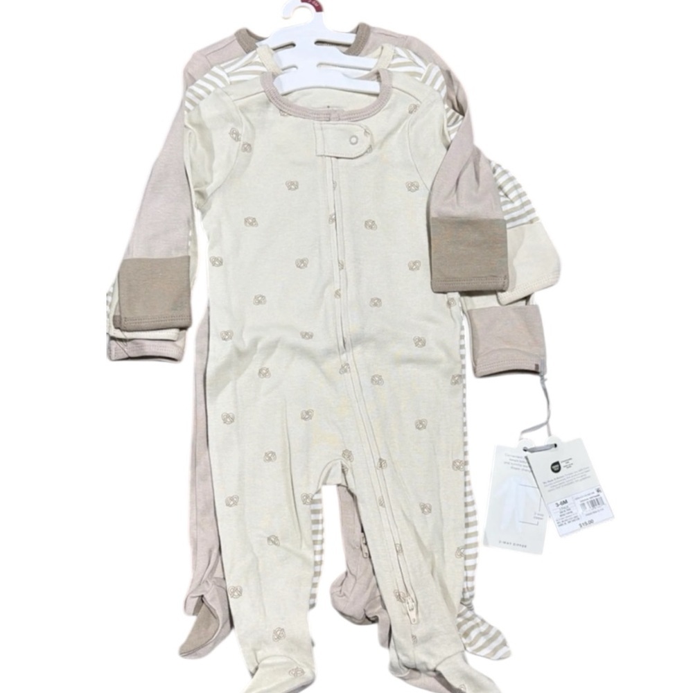 Cloud Island Cream and Tan Footed One Piece 010